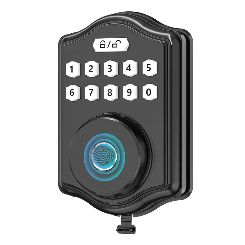 52hz AI Smart Fingerprint Door Lock with Code, Voice Guide, Password lock, Auto Lock, Easy to Install, Black Security-A3
