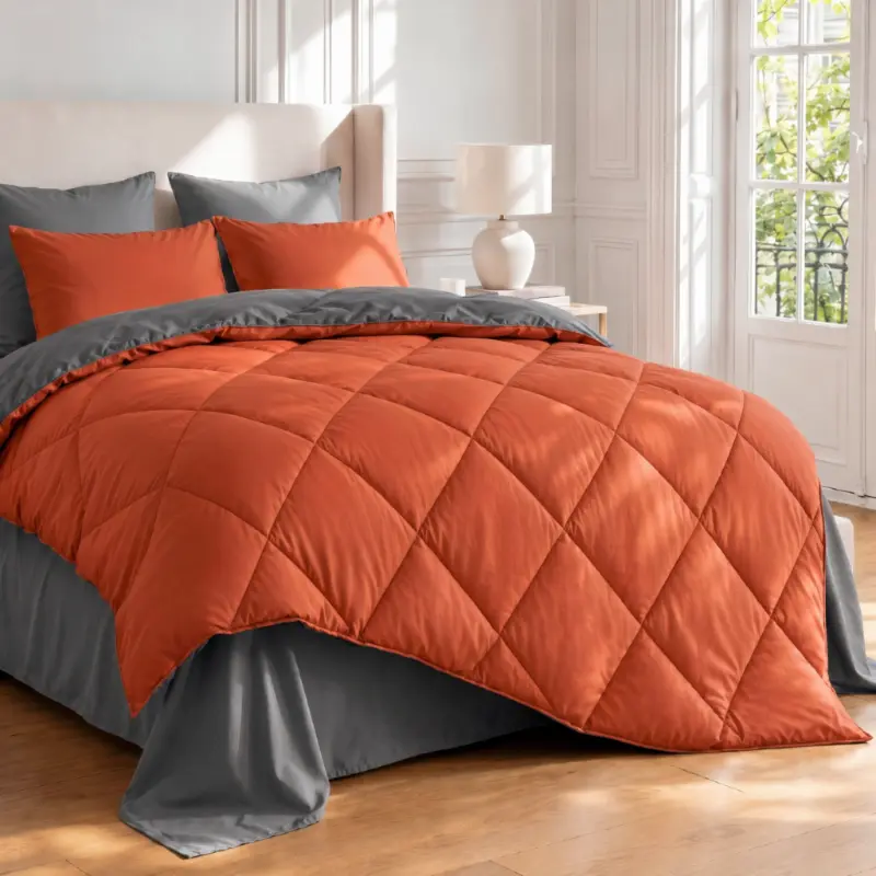 Cosybay 7-Piece Classic 2-Tone Luxury Casual Bed Set - Lightweight Comforter, Flat Sheet, Fitted Sheet, Pillowcases, All-Seasons Ultra-Soft Breathable Durable Tear-Resistant Easy-Care Machine-Washable, Back-to-School, Halloween, Comforter Queen Size, Blan