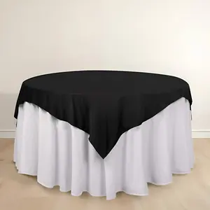 Scuba Square Table Overlay 70"x70" Black - Wrinkle Free & Stain Resistant Table Topper for Any Occasion