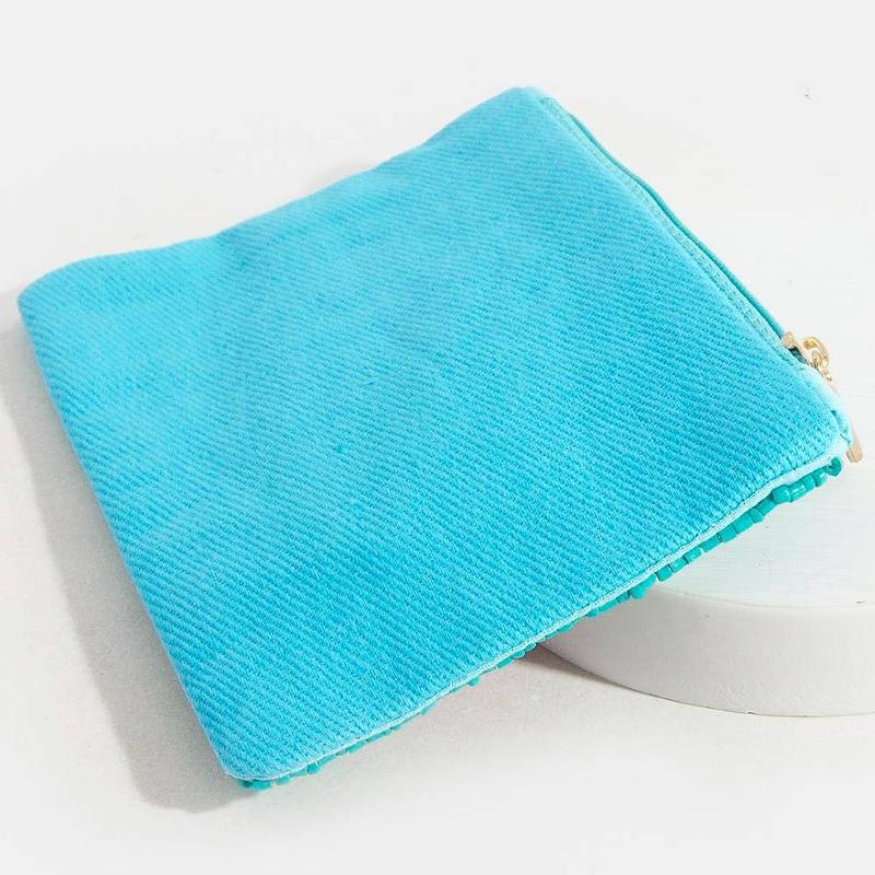 Out Of Here Airplane Seed Beaded Coin Purse