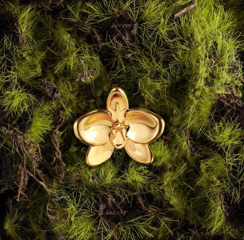 en route Orchid Ring in Gold, Polished Gold Flower Jewelry with Sculpted Bloom Design, Perfect for Daily Wear or Stacking Styles