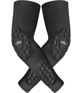 Penveer Compression Padded Arm Sleeves for Youth & Adults - Elbow & Forearm Support - Breathable Football Padded Sleeves (Black)