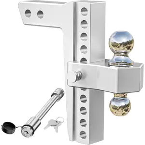Aluminum Adjustable Trailer Tow Hitch 2"&2.5'' Receiver 10" Drop 12,500 LBS - 18,500 LBS with 2 Locking Pins