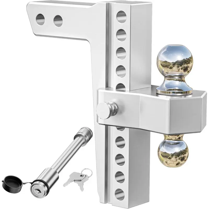 Aluminum Adjustable Trailer Tow Hitch 2"&2.5'' Receiver 10" Drop 12,500 LBS - 18,500 LBS with 2 Locking Pins