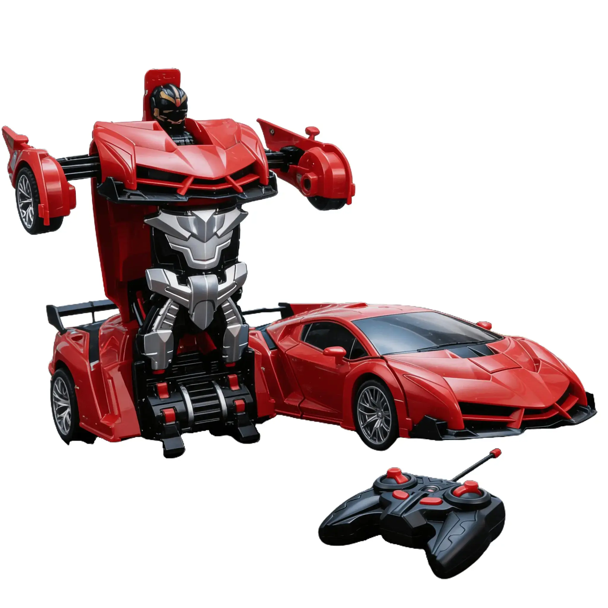 Transforming Remote-Controlled Car Toy—featuring flashing lights, one-touch transformation, and 2.4GHz 360° rotation; an excellent gift or birthday present for boys and girls aged 4–12.