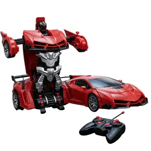Transforming Remote-Controlled Car Toy—featuring flashing lights, one-touch transformation, and 2.4GHz 360° rotation; an excellent gift or birthday present for boys and girls aged 4–12.