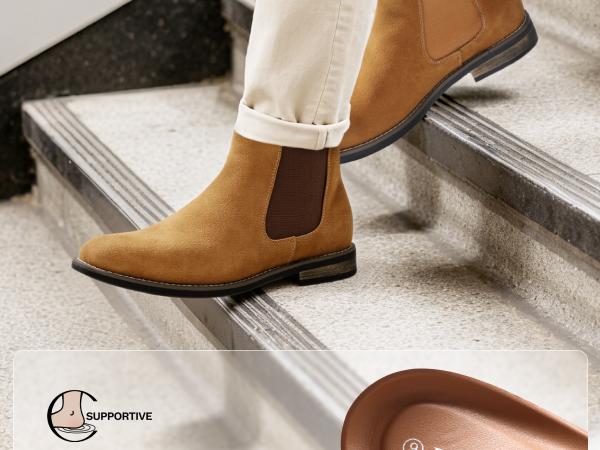 Bruno Marc Men's Timeless Suede Leather Chelsea Boots Comfortable Classic Ankle Boots for Walking Stylish Casual Dress Footwear for Men winter boots boots for fall black boots SpringStatements