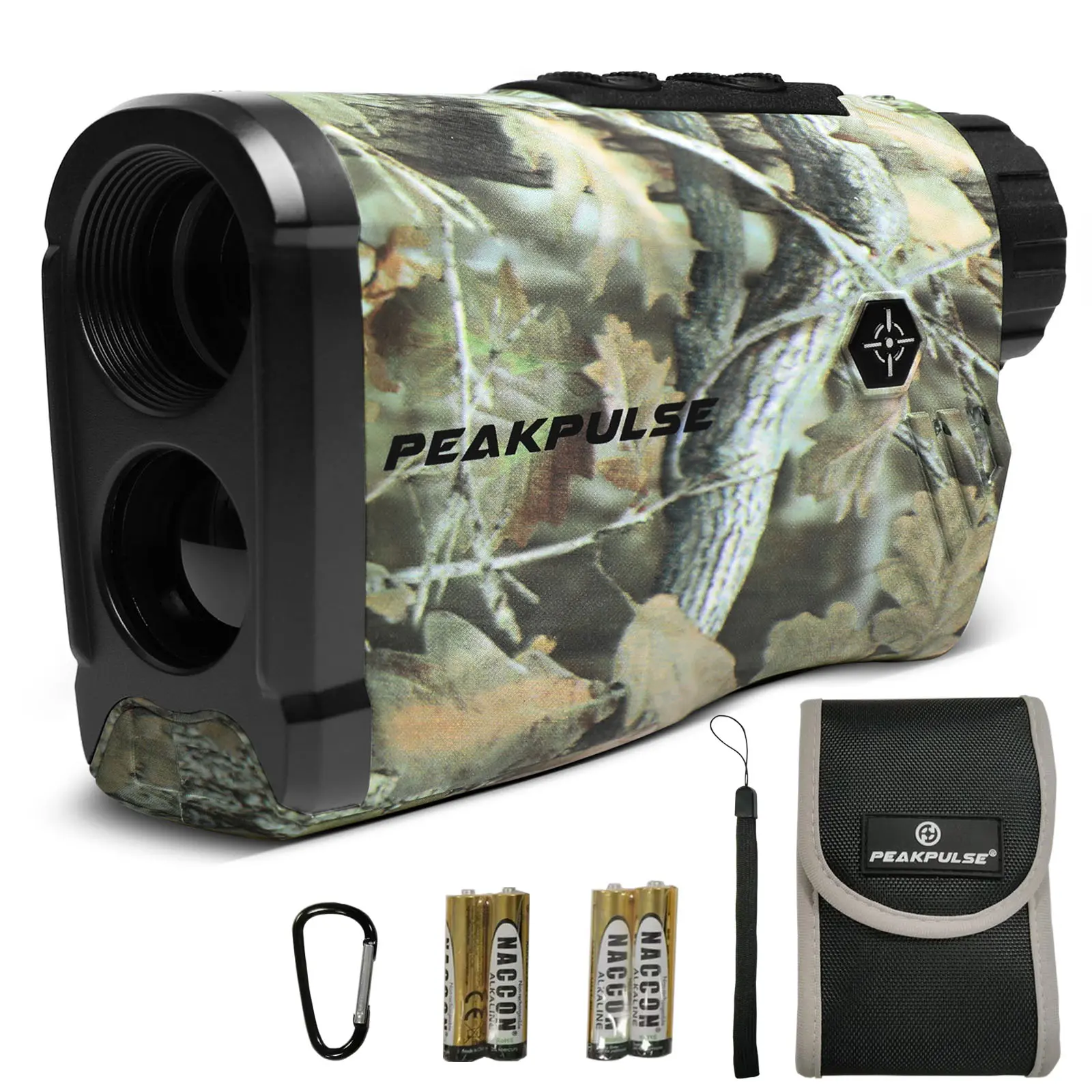PEAKPULSE Compact Camouflage Hunting Range Finder - Lightweight Ergonomic Hunting Gear with 1400Yds Distance, 6X Zoom, 3 Modes (Angle, Horizontal, Vertical Measurement), Eyepiece Knob, AAA Battery, 0.3s Fast Focus, Safe Products, Outdoor Sports