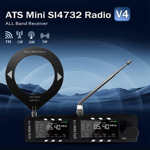 New Upgrade ABS V4 ATS Mini Si4732 All Band DSP Radio FM AM SSB LSB USB Receiver with Hi-Z Headphone Amplifier Circuit & 360-degree Rotation Antenna