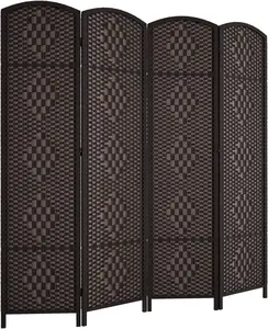 “Rose Home 6ft Room Divider 4-Panel Folding Privacy Screen Dark Coffee”