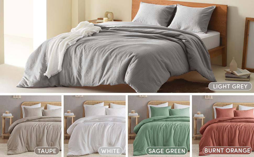 Dotted Textured Duvet Cover Set, Ultra Soft Duvet Cover, Standard Shams, Machine Washable, Solid Color