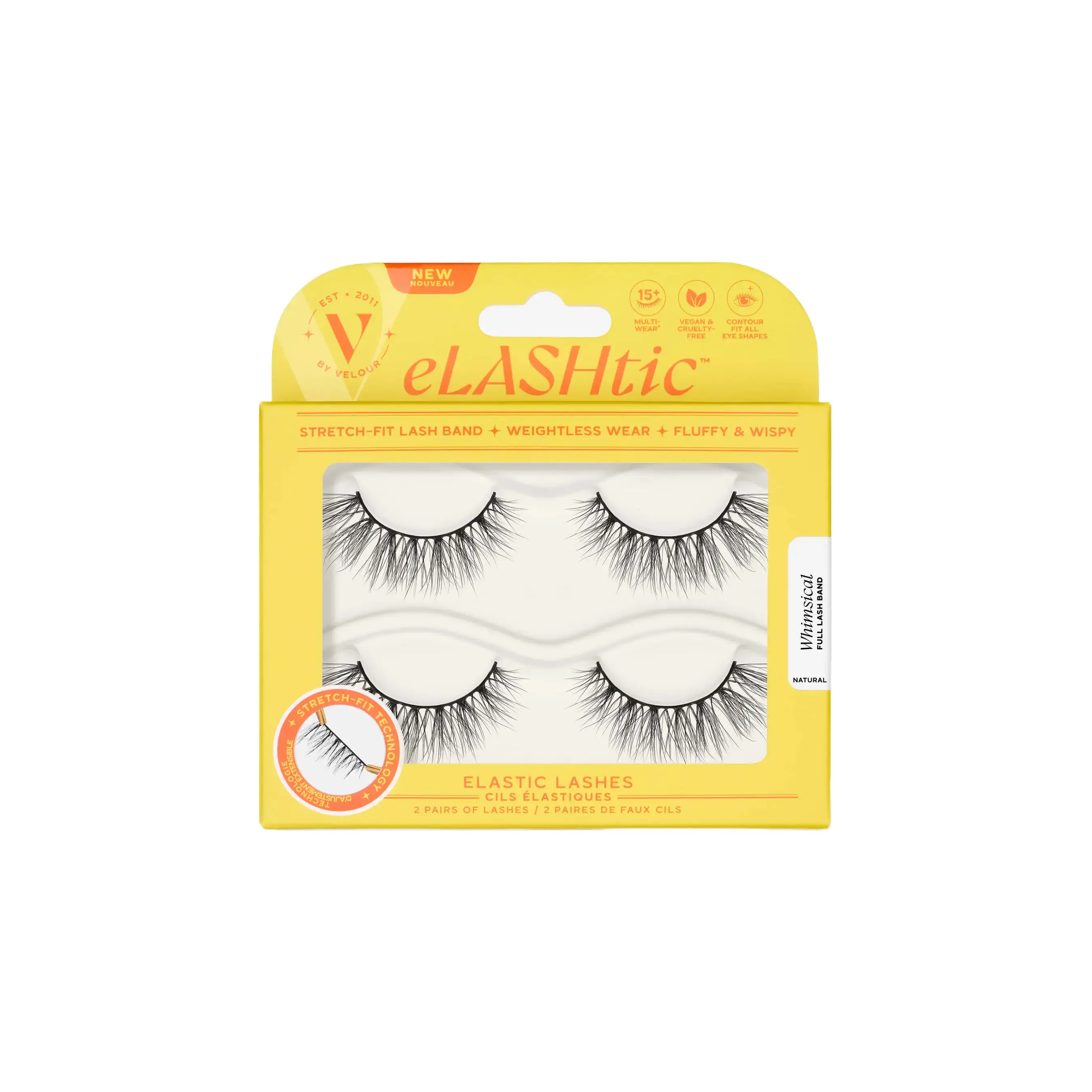 Whimsical Elastic False Eyelashes with Stretch-Fit Lash Band (2-Pack)
