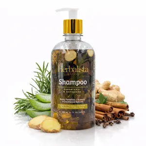 Herbalista Viral New Herbal Shampoo 500ml (16.9 fl oz) - With Real Pieces of Rosemary, Cinnamon, Anise, Clove, Aloe, Ginger, & Eucalyptus - Fortalece, Regenera, Acelera Crecimiento – 100% Natural & Handcrafted