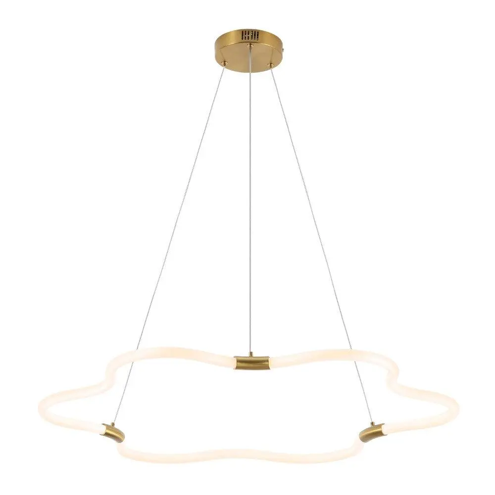Nuvola 31.5-in Cloud Shape LED Chandelier - Contemporary Minimalist Metal/Acrylic Adjustable Dimmable Integrated LED Lights with Wires for Home Office Indoor Ceiling Lighting, After Dark Ambient Fixture