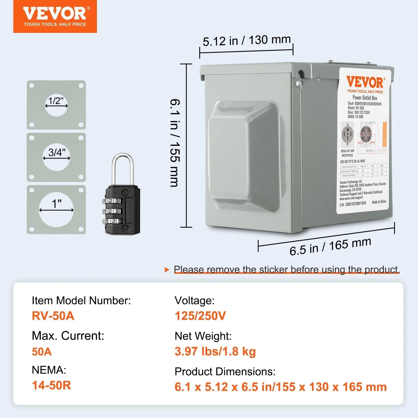 VEVOR Temporary Power Outlet Panel, TikTokShopBlackFriday, 125/250V, RV Power Outlet Box with a 20/30/50 Amp Receptacle Installed, NEMA 14-50R / NEMA TT-30R / 15A GFCI for RV Camper Trailer Motorhome, Tested to UL Standards VEVOR Temporary Power Outlet Panel, TikTokShopBlackFriday, 125/250V, RV Power Outlet Box with a 20/30/50 Amp Receptacle Installed, NEMA 14-50R / NEMA TT-30R / 15A GFCI for RV Camper Trailer Motorhome, Tested to UL Standards