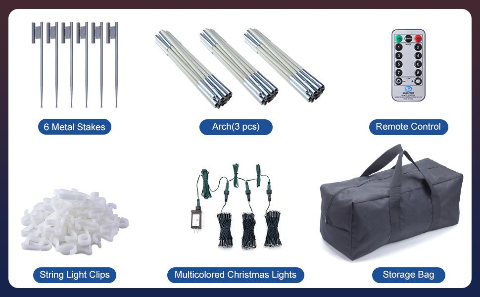 Brightown 3 Pack Christmas Archway Outdoor,24FT 300LEDs Christmas Light Arch with 8 Light Modes, Simple and Easy Assembly, Customizable & Reusable,Mulit-Color