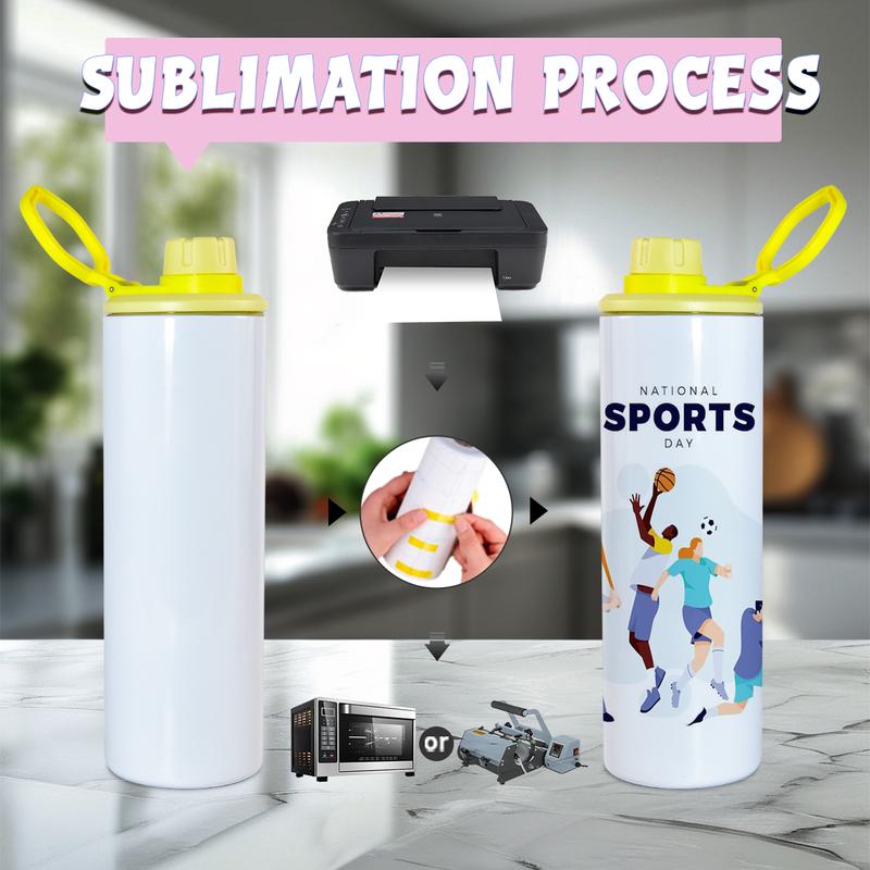 FECBK 20oz Stainless Steel Sublimation Sports Tumbler, Bulk 10pcs/Carton, Rubber bottom, Shrink Wrapped with Heat Resistant Tape for DIY & Small Business
