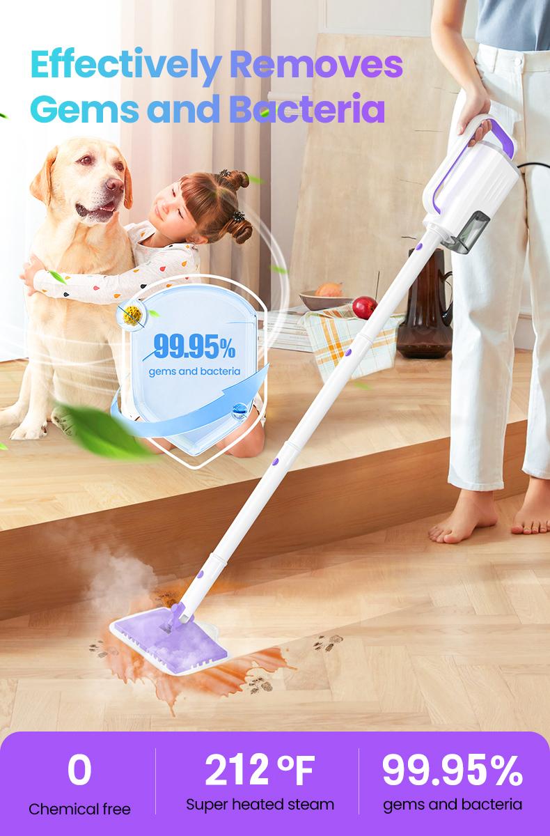 [FebFaves]Steam Mop 12-in-1 Floor Cleaner with Detachable Handheld Steamer for Walls, Grout, Floors, Tiles, Carpets & Grease. Includes Multi-Function Accessories Cleaning Tools Cleaning Set