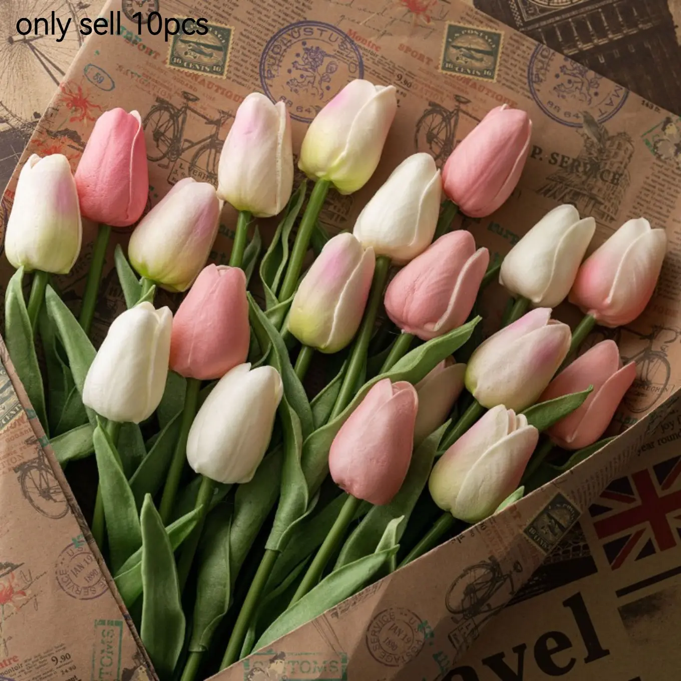 10 Real Touch Tulips, Realistic PU Faux Flowers Bouquet with Stems, Artificial Flowers, Home Decor, Wedding, Holiday Gift, Mother's Day, Valentine's Day
