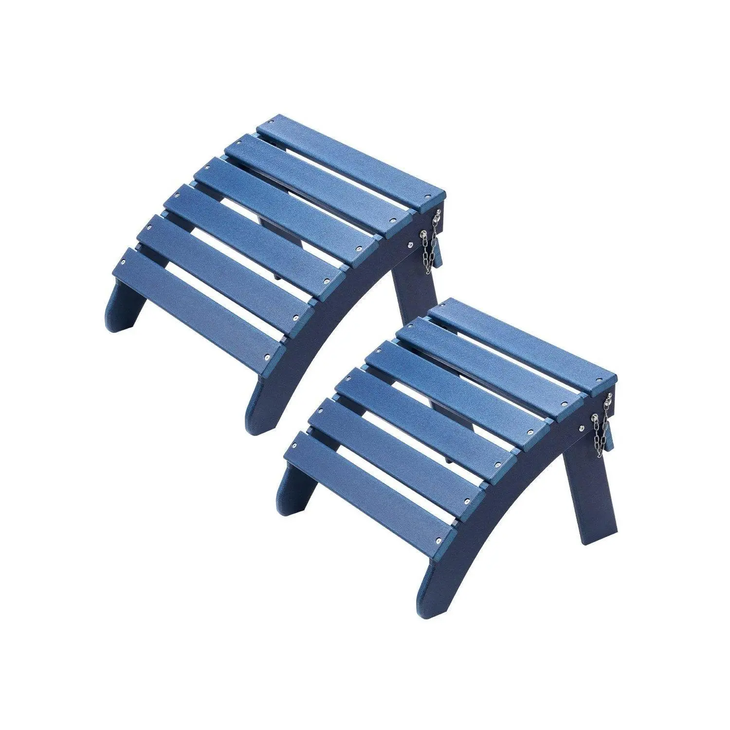 【SummerFinds】Adirondack Ottoman 2 Set 18.7L x 18.9W x 13.8H Inch HDPE Folding Footrest Blue