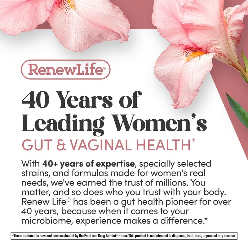 Renew Life Vaginal Probiotic for Women - Ultimate Flora - 6 Billion CFU - 60 Capsules - Vaginal Health and pH Balance - Dairy Free