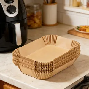 New Cook-Friendly!125PCS Rectangular Air Fryer Liners, Non-Stick Oil-Proof Paper, Prevents Sticking & Burning, Compatible with Ninja & COSORI