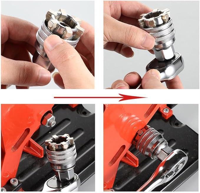 3PCS Multi-Function Universal Socket Wrench Tool - Universal Maintenance Tool, Adjustable Universal Socket Wrench, Universal Socket Tool for 3/8" Drive Ratchet Torque Wrench & Power Drill (1pc)