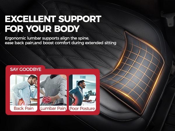 【FREESOO】Red Universal Car Seat Covers, Fits 6000+ Vehicles, Premium Breathable Leather，Automotive Interior Replacement Accessories  | F2