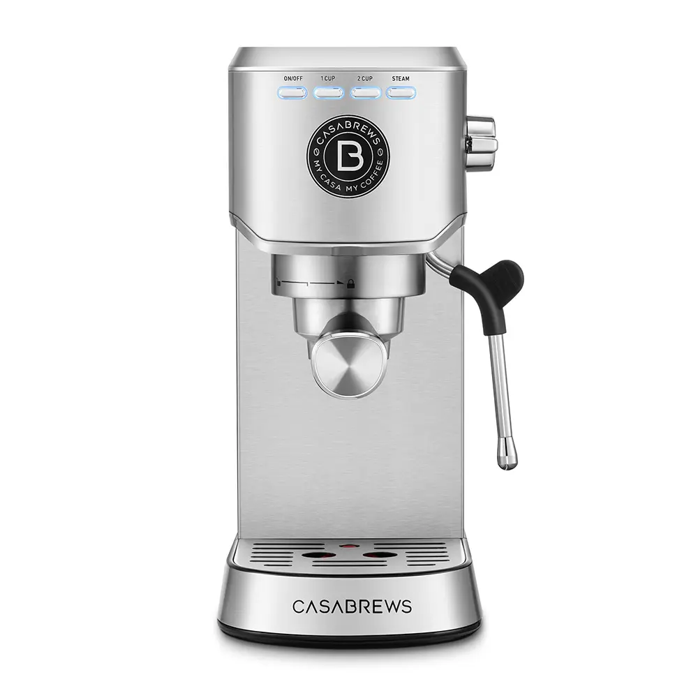 CASABREWS 5418 Basic Espresso Machine, 20-Bar Pump with PID Temperature Control, Steam Wand & Stainless Steel Design