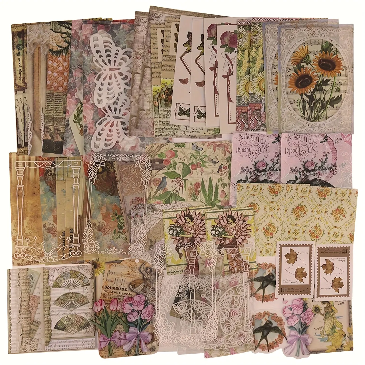 200-Piece Vintage Washi Bird Self Adhesive Stickers Set - Office Stationery Kit with Opaque Paper, Transparent PET Decorative Decals, Scrapbook Supplies for Journal with Me; Peel, Stick, and Decorate in Moments Without Surface Damage