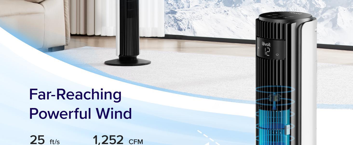 LEVOIT Classic 42 Tower Fan, Oscillating Quiet 42 Inch Fan 25ft/s Velocity 25dB With AC Motor for Bedroom, 4 Modes, 12H Timer, Standing Fan for Home