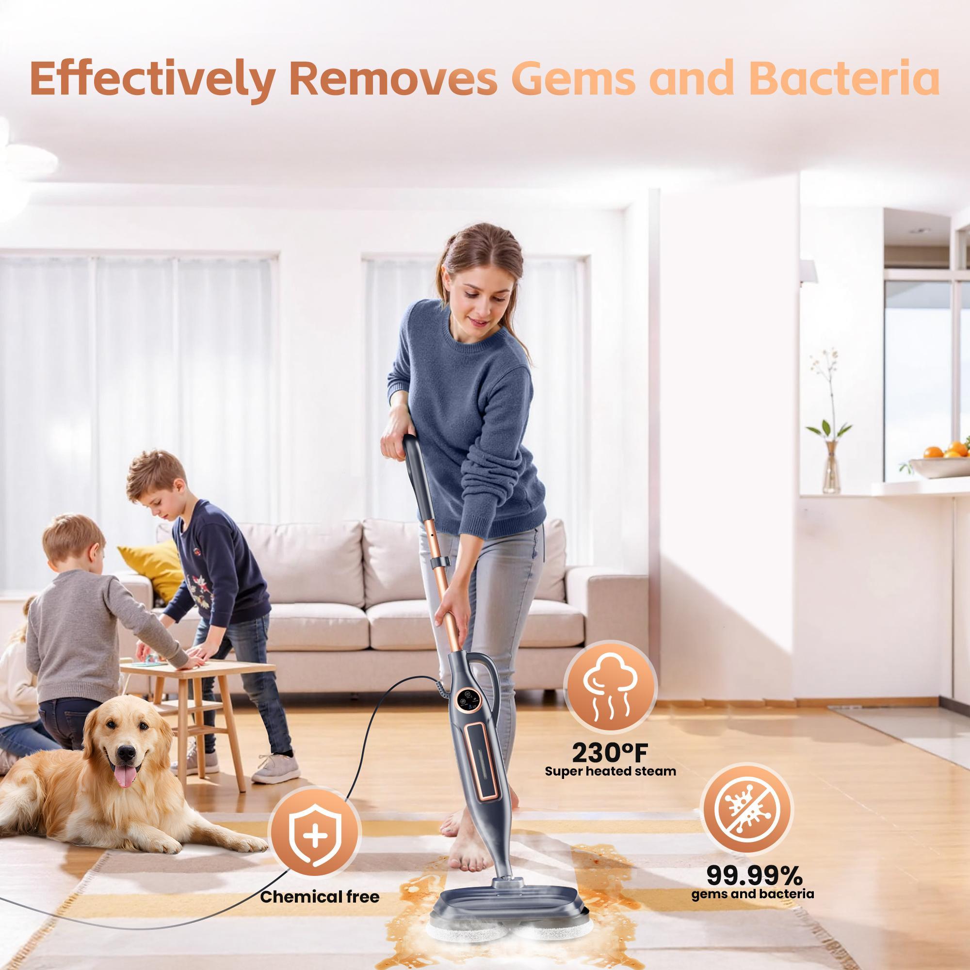 [FebFaves]DEVOAC VM6 Rotating Steam Mop, Electric Cleaner for Sticky Grime & Grease. 10-in-1 with 3 Steam Settings for Floors, Walls, Tiles, Cabinets. Fast Heat-Up.