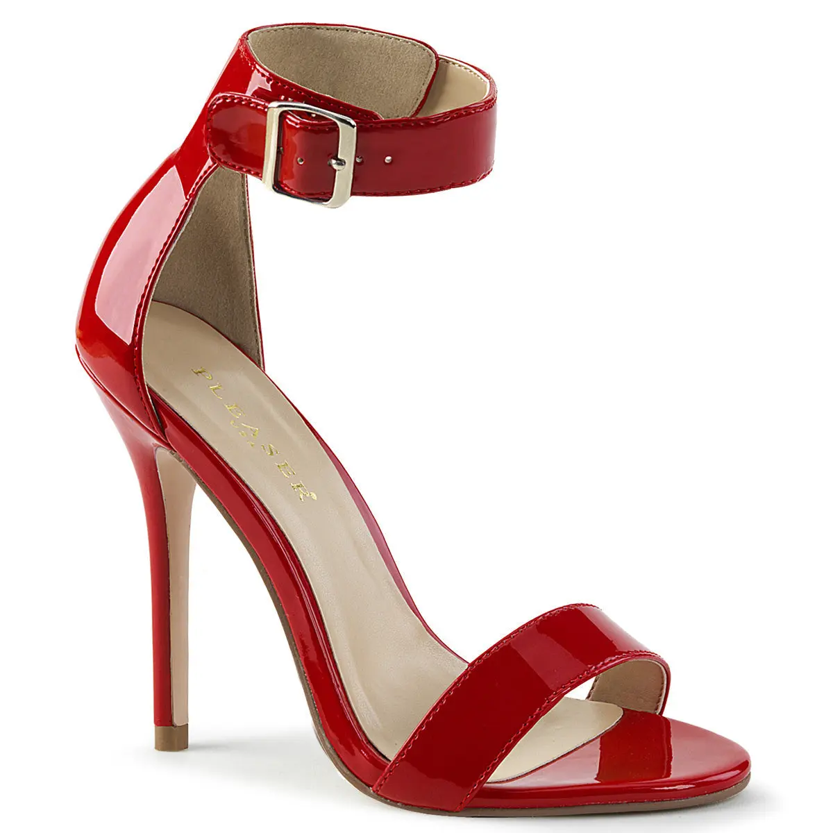 Women's Buckle Ankle Strap Closed Back Stiletto Heeled Sandals - Fashionable, Comfortable Footwear (Amuse-10), Open Toe, Shoe, Faux Leather, Evening Wear, Adjustable Strap, 5" Heel