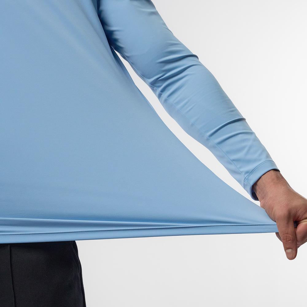 Fioboc Men's SmoothBlend Slim Fit Half-Zip Mock Neck T-Shirt - Contrast Trim Casual Basic Long Sleeve Top