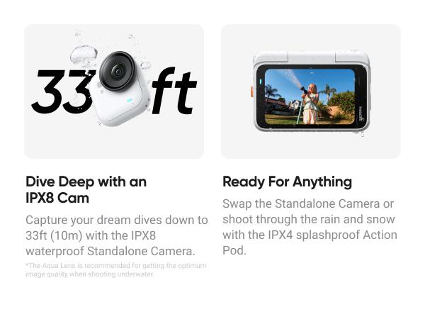 Insta360 GO Ultra - Small 4K Vlogging Camera, Hands-Free, POV Cam, 1/1.28" Sensor, 53g Lightweight, 156° FOV, 200 Min Battery Life, Magnetic Wearable Action Camera for Sports, Vlog