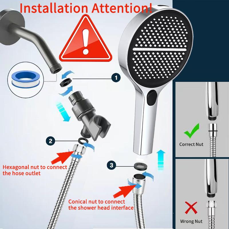 BOZIWA Handheld Shower Head Set,Shower Head Hose&Bracket,Shower Head Set With 1.5m Hose,Bathroom Shower Equipment