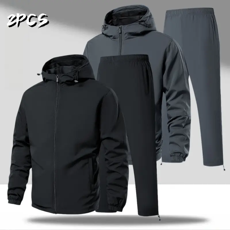 Men’s 2-Piece Zip-Up Hoodie & Jogger Set – Windproof, Breathable, Durable, Skin-Friendly, Side Pockets, Relaxed Fit