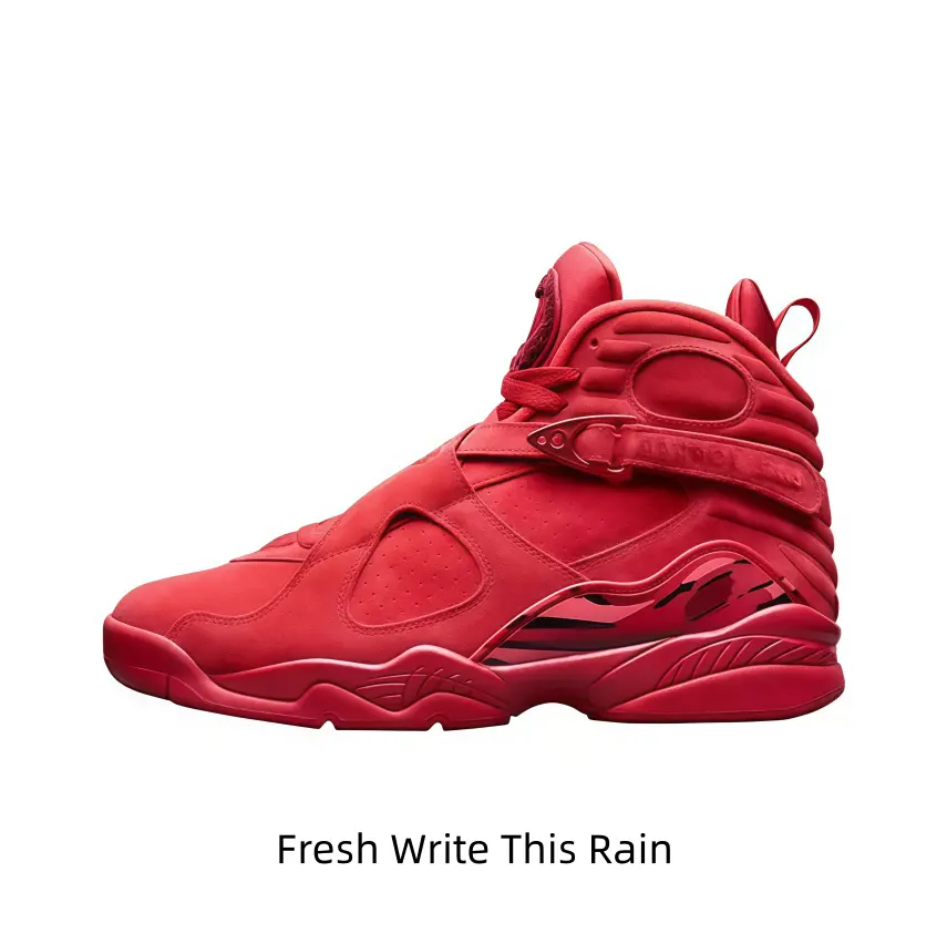 Scarlet Suede High-Top Running Shoes Collectible - Fixed Buckle Straps, Glossy Decorative Side Panels - Sharp Visuals for Monochrome Street Outfits, Holiday Looks