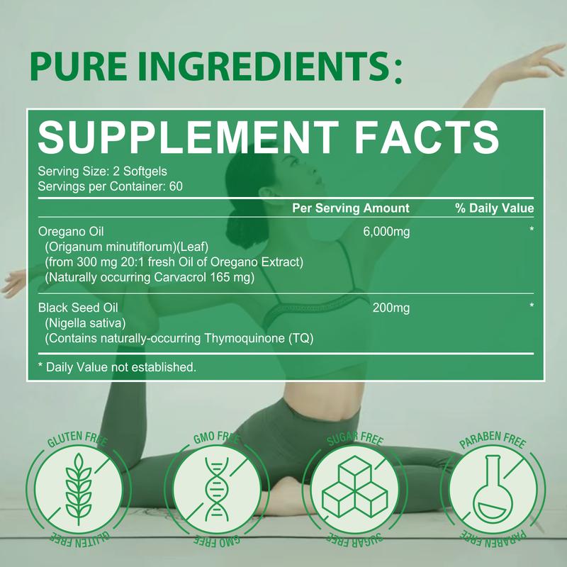 O NATURE .ZIRAN Oil of Oregano Softgels, 300 Count | 2 in 1 Formulated with Black Seed Oil, 4X Strength Carvacrol & Thymoquinone