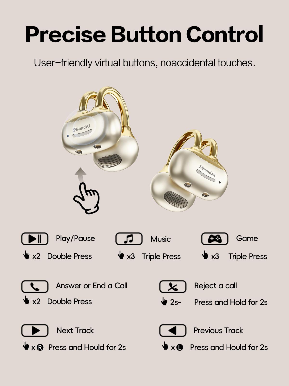 SoundAI FairyClip A3 Fashion Jewelry Design Wireless Earbuds - HIFI Sound Quality, Bluetooth 4.0, 30H Playtime, Leak-Proof Privacy Protection, Perfect Christmas Birthday Gift for Him/Her Festive Gifting