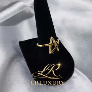 24 Letter A Crystal Ring – 14K Gold Laminated