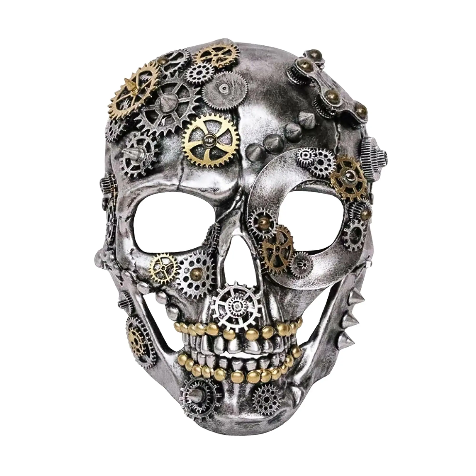 Adult Steampunk Metallic Silver Skeleton Mask - Halloween Horror Masks, Low-Prices Festive Event Party Accessories, Budget-Friendly Home & Party Supplies