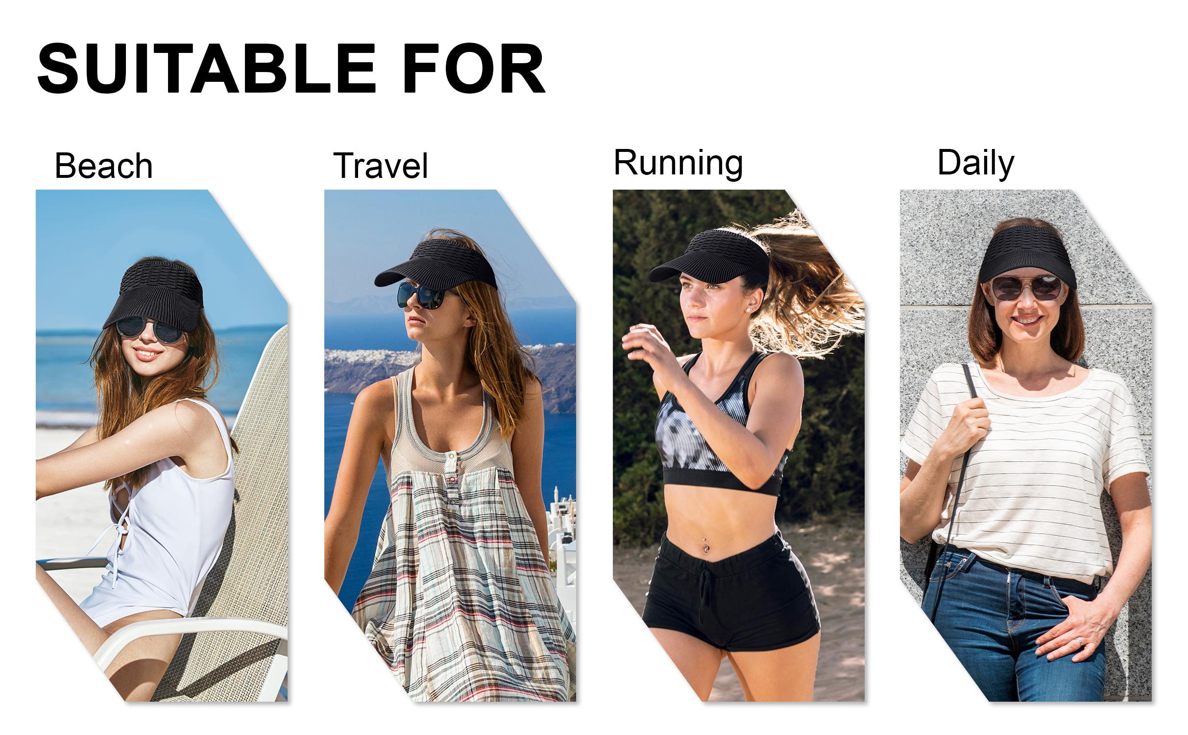2Pcs Women's High Ponytail Sun Visor Hat | Sun Safe That Girl Aesthetic Breathable Open-Top UV Protection Cap | Birthday Gift for Her Running Hiking Beach Travel Outdoor Daily Wear