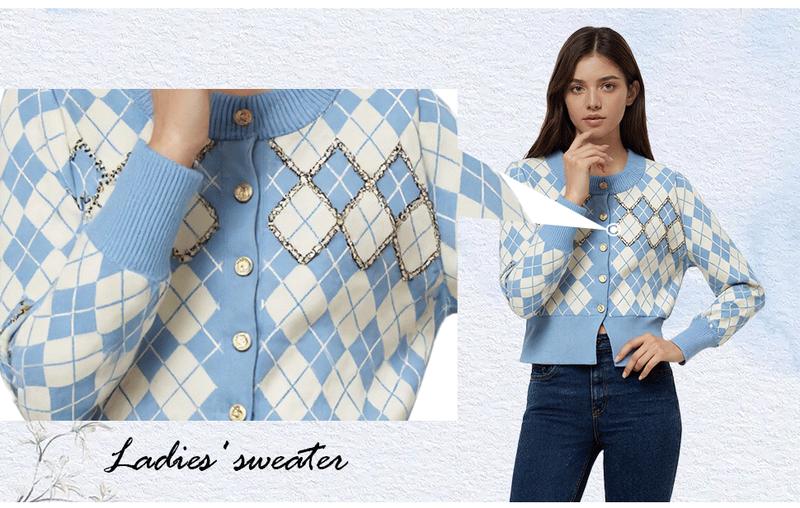 【Exclusive for fans】【A】Checkerboard Diamond Sweater Women Winter Warm Loose Oversized Knitted Pullover 2024 New Fashion Casual Streetwear Female Tops