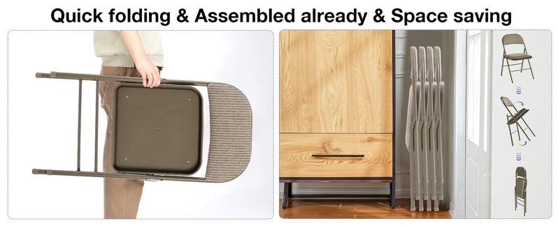 Folding Chairs Set, Foam Padding, Comfortable Padded Seats With Ergonomic Design,Compact Foldable Design For Space Saving Storage