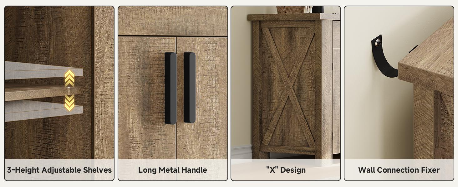 【SPOTLIGHT DAY】ONBRILL 61 Inch Sideboard Buffet Cabinet with Storage, Buffet Cabinet with 2 Drawers & 4 Doors, Farmhouse Sideboard with Adjustable Shelves, Coffee Bar Cabinets for Living Room, Kitchen