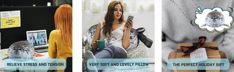 17.6Inch Chubby Blob Seal Pillow, Large Seal Plush Pillow, Soft and Cute Seal Stuffed Animal Toy for Kids and Adults, Great Gift Idea for Christmas, Birthdays and Anniversaries