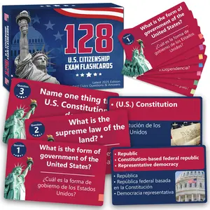 2026 U.S. Citizenship Test Flashcards, 128 Civics Questions & Answers Study Cards For Naturalization Exam, USCIS Interview Prep with Visual Learning & Color-Coded Topics