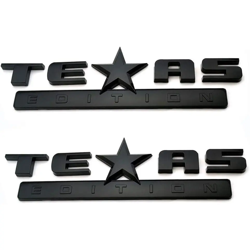 1PC Texas Edition Emblem Silver&Black/Silver&Red/All Black/Black&Red/Color American Flag&Silver for Chevy Silverado Sierra Universal