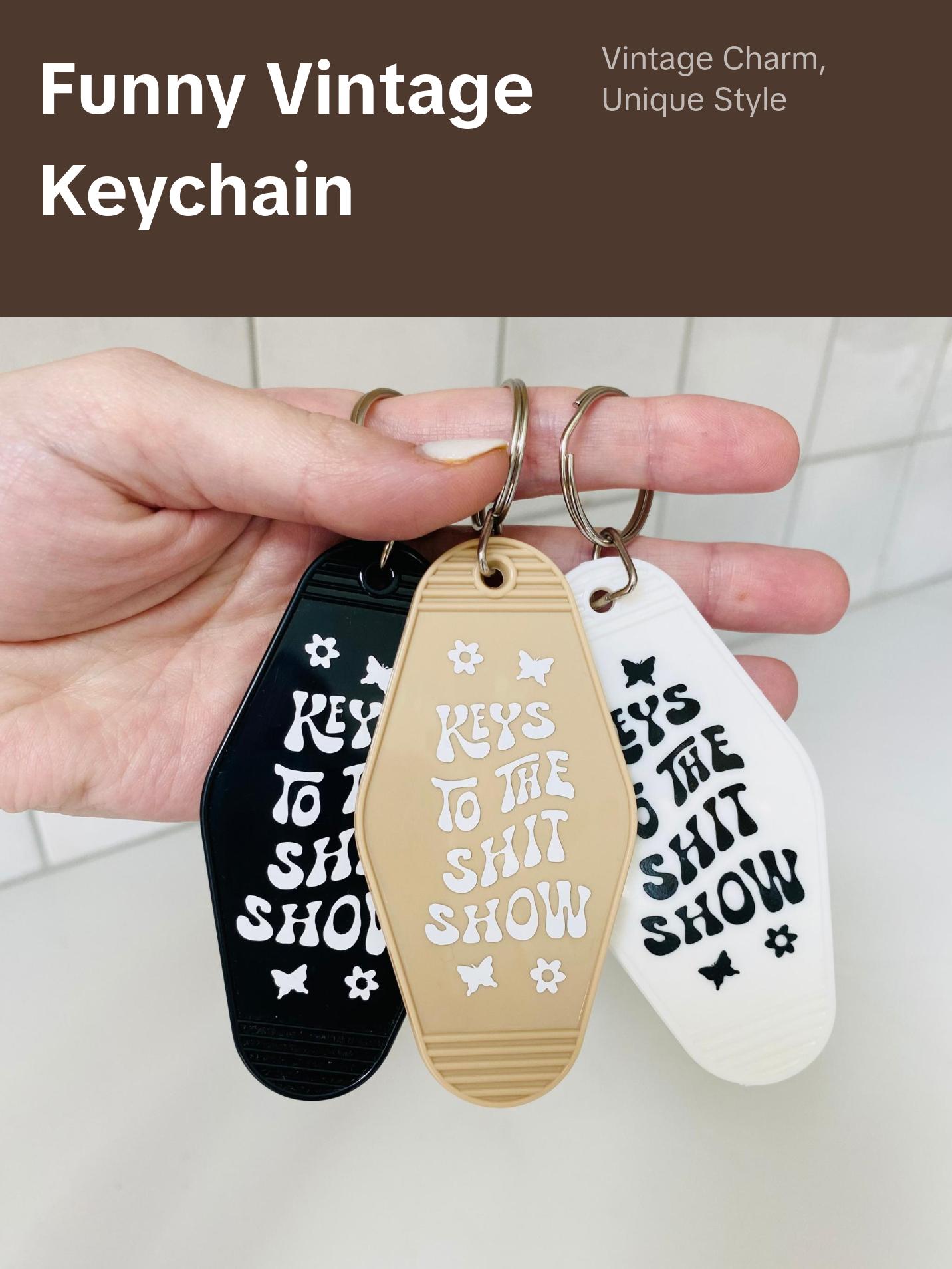 Keys to the Shit Show Motel Keychain, Funny Gift Idea, Trendy Car Accessory, Birthday Gift Idea, Gift Idea for Girlfriend, Podcast Lover, True Crime Lover, Book Lover, Sweet 16 Gift Idea, Retro Gift Idea